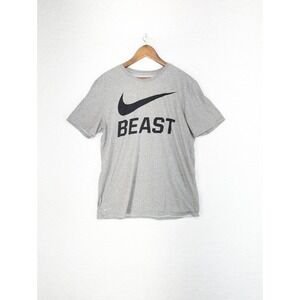Nike Dri Fit The Nike Tee Shirt Gray Big Swoosh BEAST Print Men's Athleisure‎ L